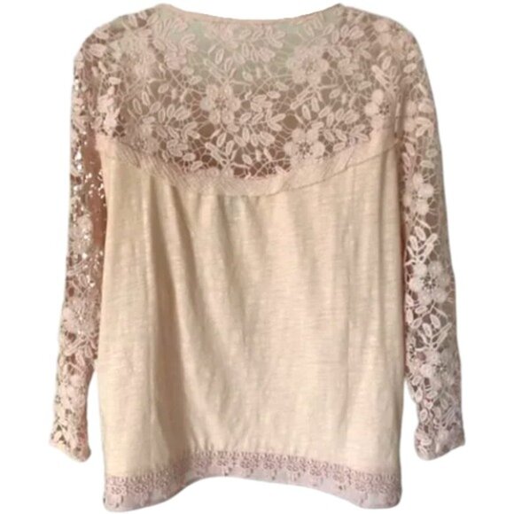 Guest Editor for Anthropologie Pink Cotton Gauze and Lace Top - S - Picture 3 of 12